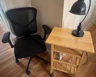 Office Chair, Table Lamp Rolling End Table W Magazine Holder
