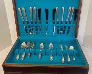 Simon L George H Rogers Co Oneida Flatware with Wood Box