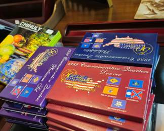 Commerative sets of "gold," "platinum," Denver, Philadelphia Centennial quarters 1999-2006