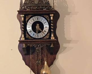 Vintage Large Zaanse Weighted Clock with Atlas Holding the World Figurine