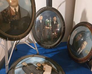 Antique Oval & Round Hand Tinted Portrait Photos c. 1800s