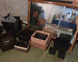 Lots of Storage Baskets; Large Dresser-Size Framed Mirror