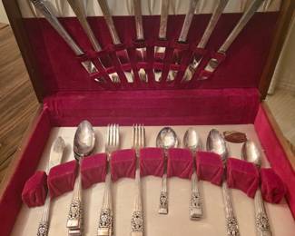 Community Silverplate Flatware in Wood Case