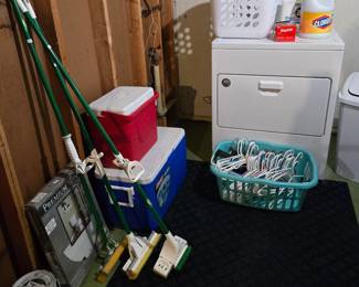 Toilet Seat in Box; Mops; Coolers; Laundry Baskets; Hangers; Laundry Supplies.... DRYER IS NOT FOR SALE