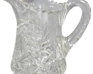 669 - Cut Glass Pitcher 8", chip on rim