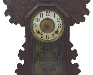 831 - Vintage Carved Victorian Mantel Clock 23"