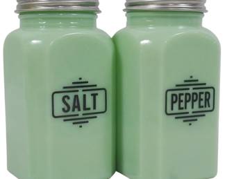 725 - Pair Jadeite Salt & Pepper Shakers 5"