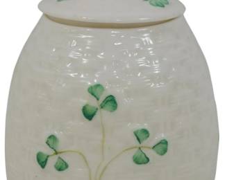 838 - Belleek Shamrock Petite Covered Jar 3.5"