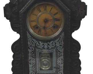 816 - Vintage Mantel Clock 23" with key & pendulum