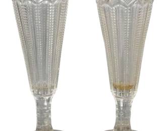 664 - Pair Pressed Glass Celery Vases 10"