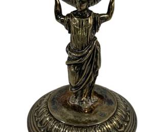 1006 - Bronze Finish Figural Lady w/ Bowl 6.5"