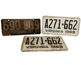 1102 - 3 Vintage License Plates 6 x 12