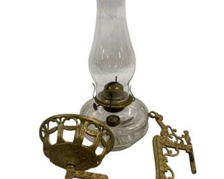 1047 - Metal Wall Mount Oil Lamp 14.5"