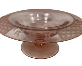 1130 - Pink Depression Cut Candy Dish 3 x 8