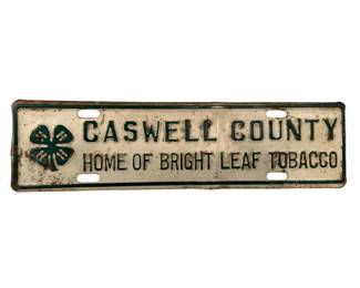 1101 - Caswell County, NC, 4H Tobacco Tag 3 x 12