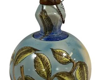 1007 - Talavera Mexican Pottery Tabletop Torch Outdoor Oil Lamp, Bulbous Body 12"