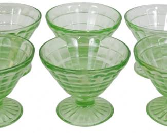 775 - 6 Uranium Green Depression Sherbets 3"