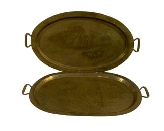 1042 - 2 Brass Handled Oval Trays 20 x 12