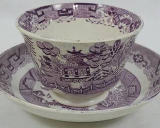 602 - Transferware Stone Ware Cup & Saucer 3.5"