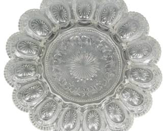 684 - Sandwich Glass Deviled Egg Plate 11"