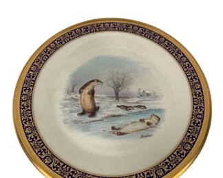 1136 - Boehm Lenox Otters 10.5" Collector Plate Woodland Wildlife