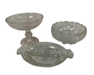 1133 - 3 Vintage Pressed Glass Items