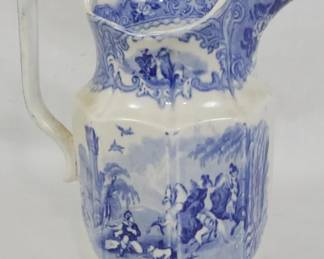 612 - Blue Transferware Pitcher 8"