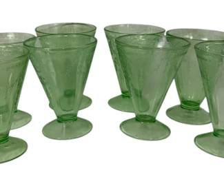 1120x - Rose Cameo Uranium Depression Footed Tumblers qty 8