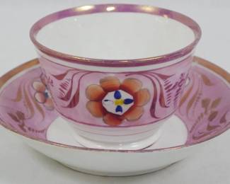 608 - Painted Cup & Saucer 3"