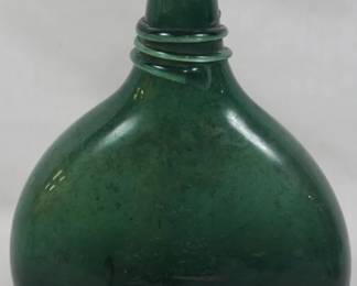 605 - Green Glass Bottle Vase 10.5"