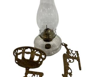 1041 - Metal Wall Mount Oil Lamp 13"