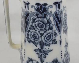 627 - Blue and White Transferware Pitcher 8"