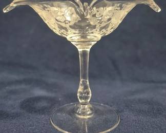 674 - Heisey Old Colony Etched Compote 6" Signed Empress Blank