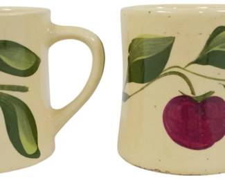 805 - 2 Watt Pottery Apple Mugs 4"