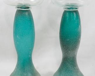 1119 - Pair of Glass Candlestands 10.5"