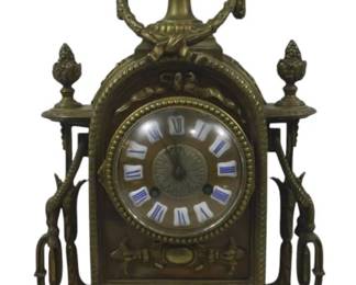 812 - Vintage Brass Classical Mantel Clock 18"