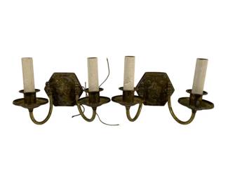 1019 - Matching Pair Double Candle Wall Sconces 7 x 8.5 You are buying a used as-is electric/electronic item. We do not guarantee all components are present, and if it is not expressly stated, it is untested.