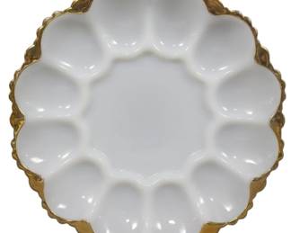 683 - Milk Glass Deviled Egg Plate 10"