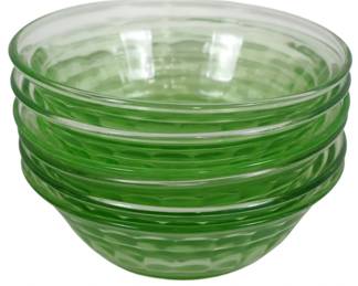 762 - 6 Uranium Green Depression Bowls