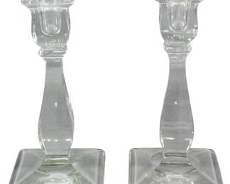 676 - Pair Heisey Signed Candlesticks 8"