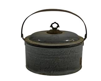 1008 - Vintage Metal Lidded Pail 10 x 8 x 7