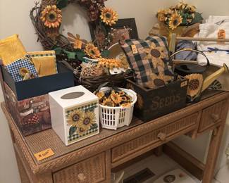 Sunflower decor 
Wicker table