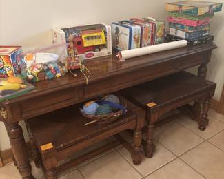 Lunchboxes 
Coke truck
Hall table and benches