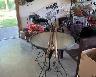 Patio set in garage