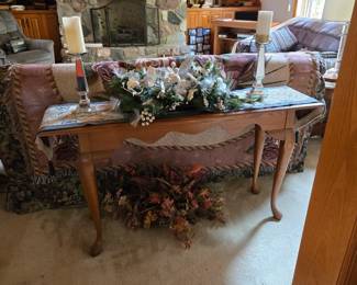 Oak Sofa Console Table; Large Assortment of Silk Plant Displays; Candles & Candle Holders; Afghans; Sofas & Loveseats; Recliner; Books and so much more!