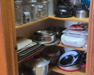 Crock Pots; Paper Goods; Cookie Sheets; Canisters; Tea Pots; Pans and Pots just to name a few!