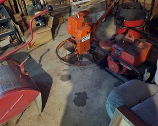 Power Cement Trowel; Shop Vac; Roto Tiller, Loads of Wood & Piping, and much more