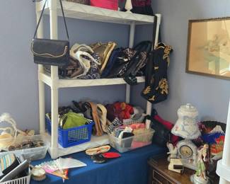 Vintage Hat Boxes; Purses; Evening Bags; Vintage Lithograph; Porcelain Figurines; Fans; and Wallets/Bags