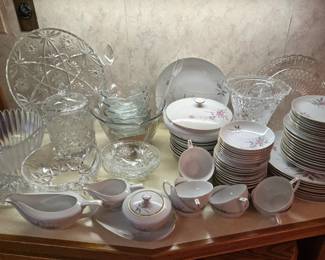 Pressed & Crystal Glass Serving Pieces; Set of China