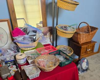 Loads of Costume Jewelry to choose from; baskets Framed Mirror and much, much more!